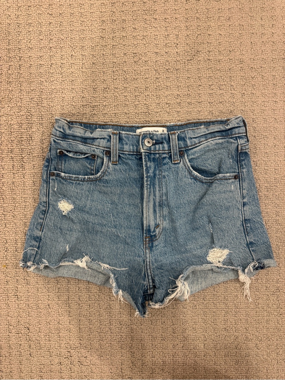 Abercrombie & Fitch Distressed Light Blue Denim Cutoff Shorts